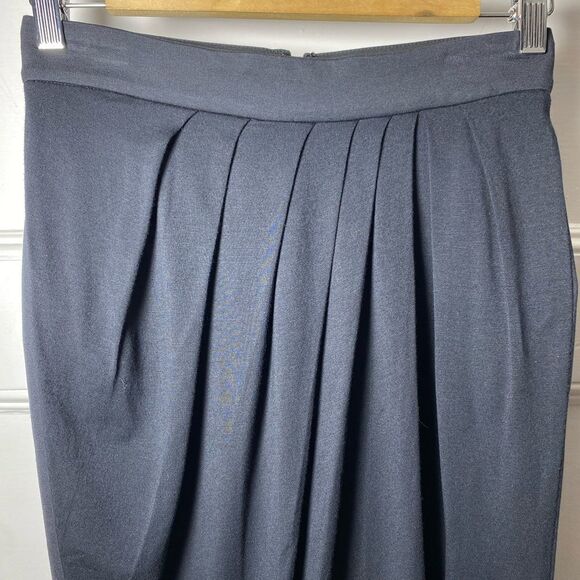 MAX MARA Pleated Faux-Wrap Knee Length Jersey Pencil Skirt in Black Sz 4 Small - Picture 3 of 13